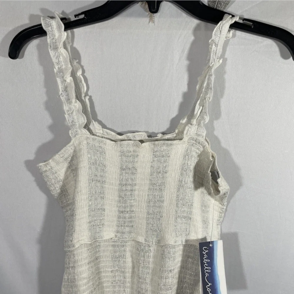 NWT Isabella Rose [ Large ] Villa Smocked Cover-Up Dress‎ in White/Silver